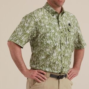 Duluth Trading Co Green and White Casual Button Down Shirt
